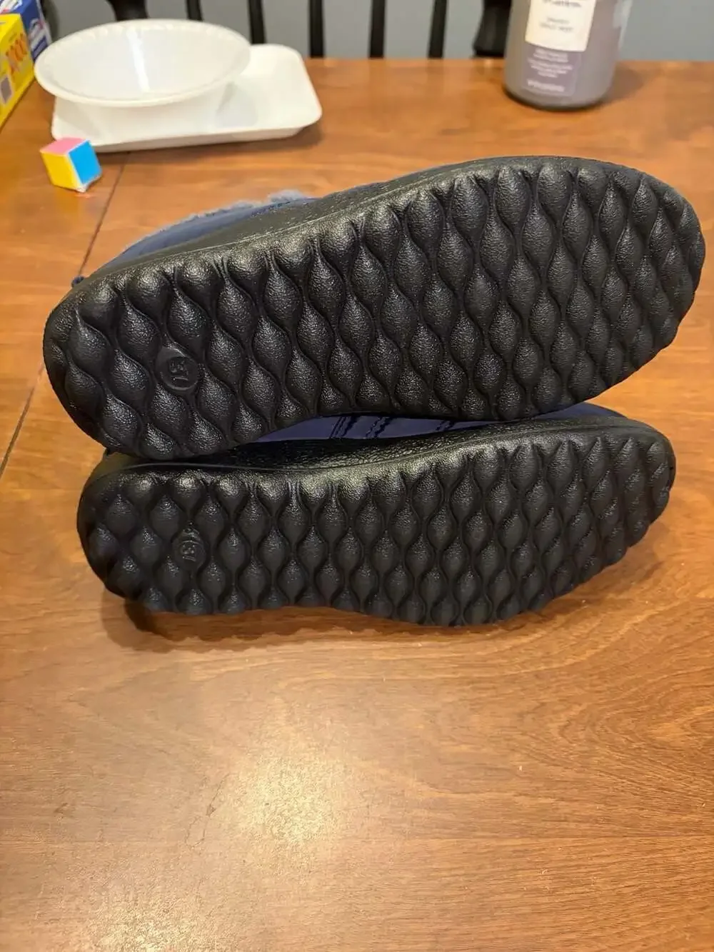 BJ Navy Blue Quilted Fleece-Lined Slip-On Winter Ankle Boots